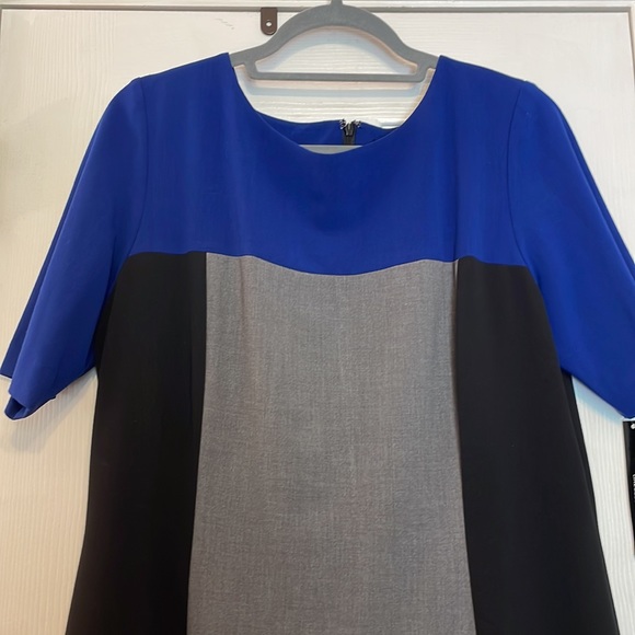 NWT Tahari color block dress in sapphire, charcoal and black - Picture 3 of 9